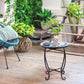 Indoor/Outdoor Blue Mosaic Round Side Accent Table Plant Stand