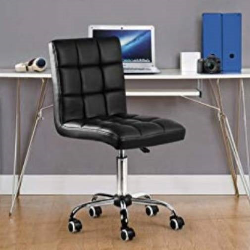 Modern Faux Leather Mid-Back Office Chair with Armrests and Wheels