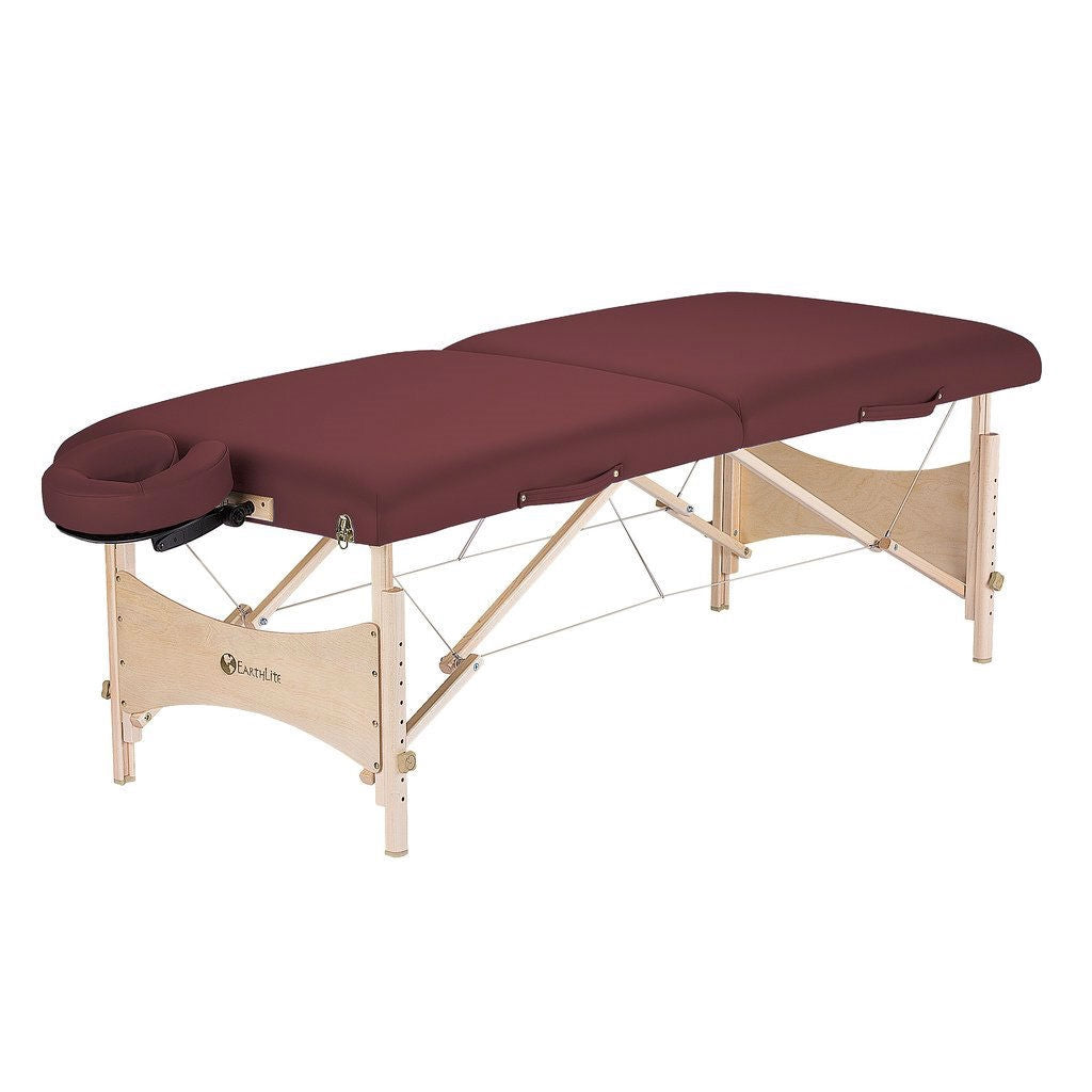 Burgundy Portable Massage Table with Adjustable Headrest and Carry Case *
