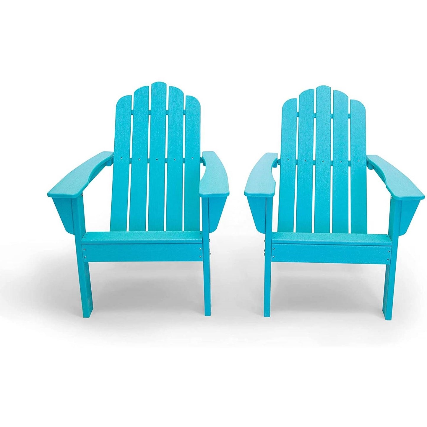 All Weather Recycled Blue Poly Plastic Outdoor Patio Adirondack Chairs - Set of 2