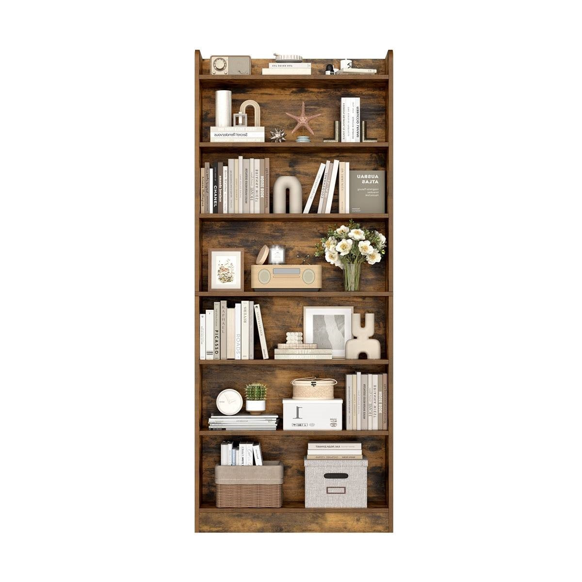 7-Tier Tall Modern Bookcase Space-Saving Storage Shelf