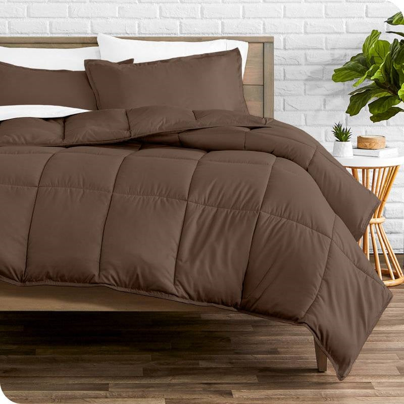 Down Alternative Comforter Set in Chocolate Brown Color