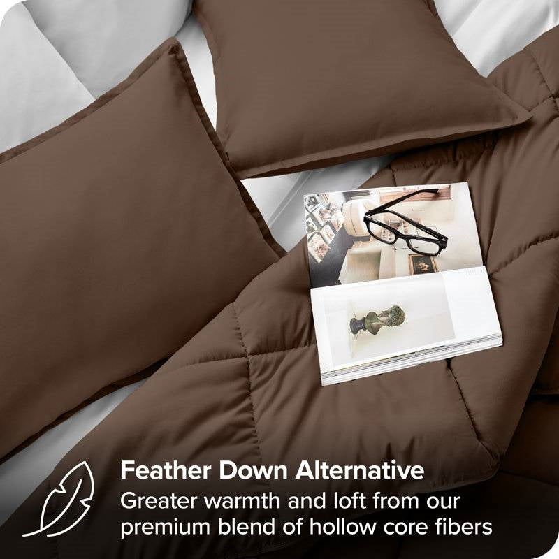 Down Alternative Comforter Set in Chocolate Brown Color
