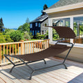 Brown Outdoor Hammock Style Chaise Lounge Chair Cot with Canopy and Storage Bag *