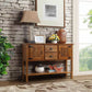 Farmhouse Solid Wood Sofa Table with Storage Drawers in Brown