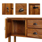 Farmhouse Solid Wood Sofa Table with Storage Drawers in Brown