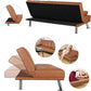 Brown Modern Faux Leather Cup Holders Convertible Sofa Bed Futon Sleeper
