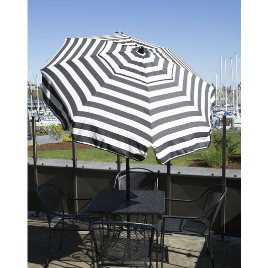 6 Foot Black White Stripe Drape Umbrella Manual Lift with Tilt