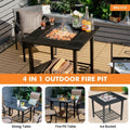 4 in 1 Square Fire Pit, Grill Cooking BBQ Grate, Ice Bucket, Dining Table *