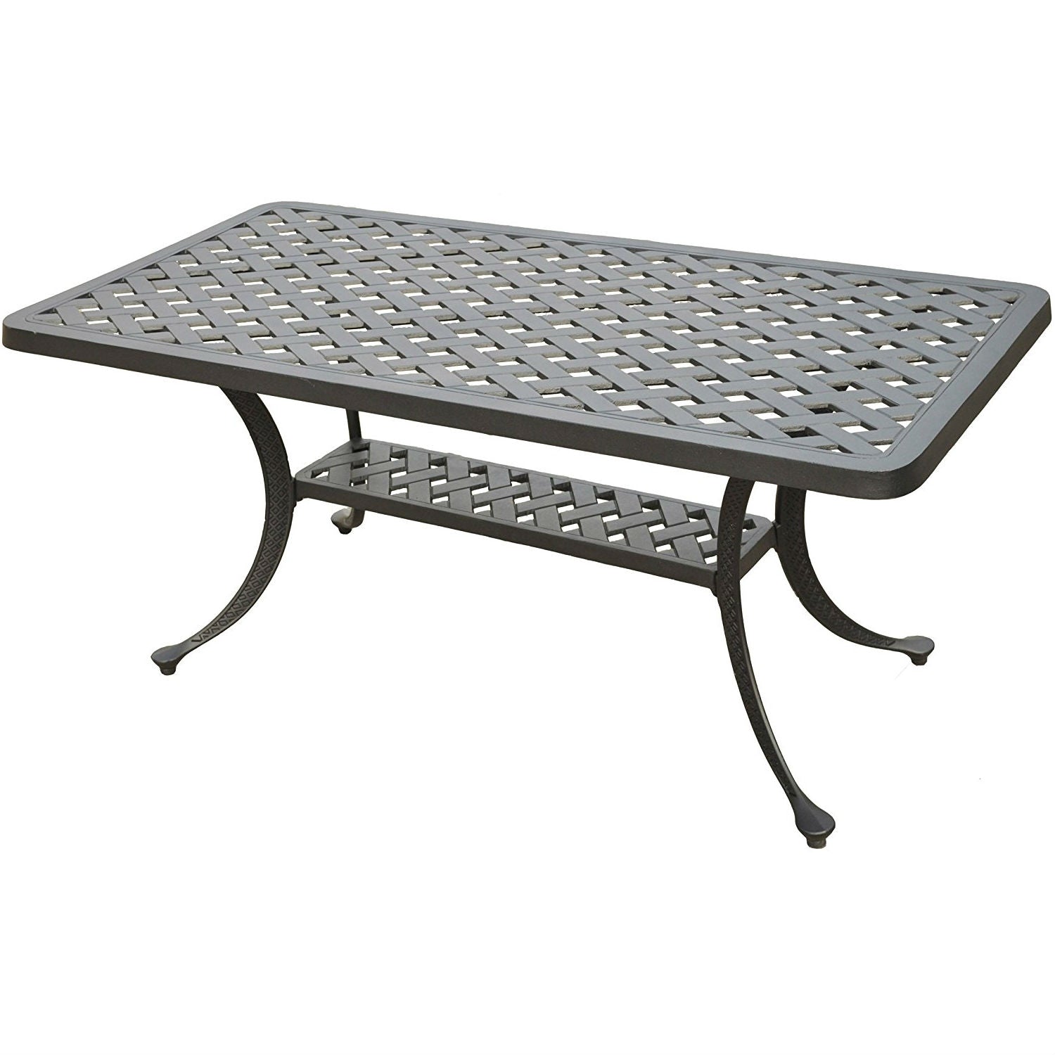 Solid Cast Aluminum 21 x 42 inch Outdoor Patio Dining Cocktail Table - Charcoal *