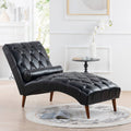 Faux Leather Upholstered Armless Chaise Lounge Chair with Lumbar Pillow