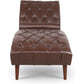 Faux Leather Upholstered Armless Chaise Lounge Chair with Lumbar Pillow in Brown or Black
