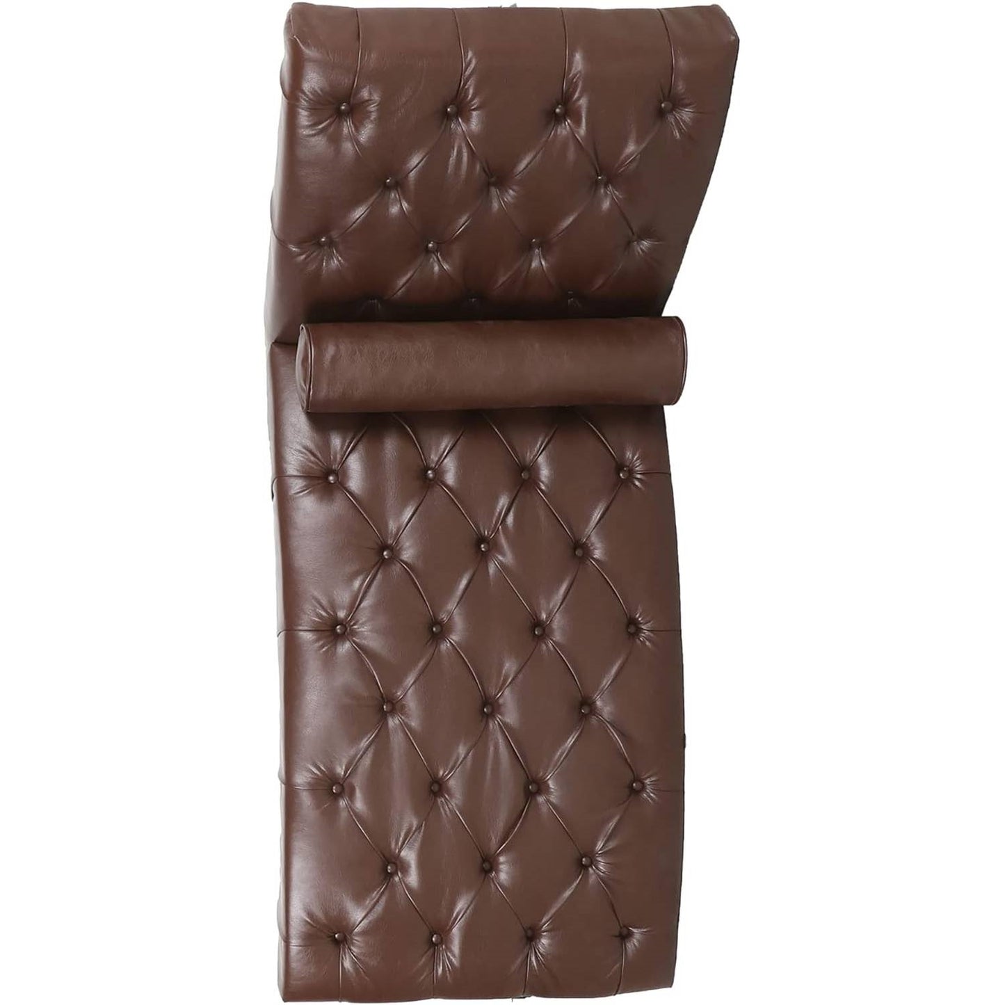 Faux Leather Upholstered Armless Chaise Lounge Chair with Lumbar Pillow in Brown or Black