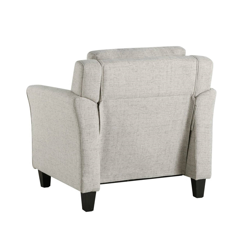 Cream Microfiber Upholstered Chair Armchair with Button Tufted Back Cushion