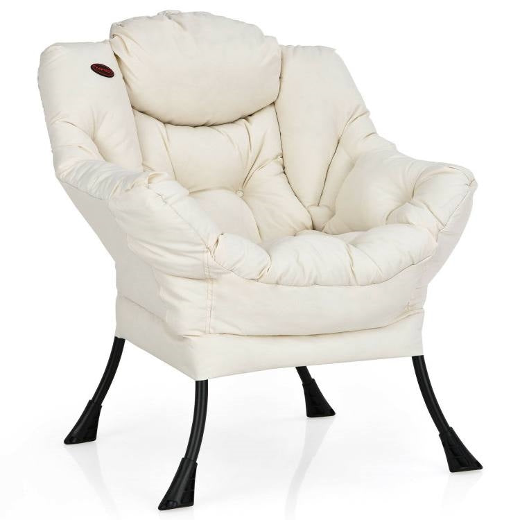 Modern Cushioned Accent Chair with Side Pocket Upholstered Fabric