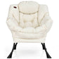 Modern Cushioned Accent Chair with Side Pocket Upholstered Fabric