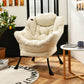 Modern Cushioned Accent Chair with Side Pocket Upholstered Fabric