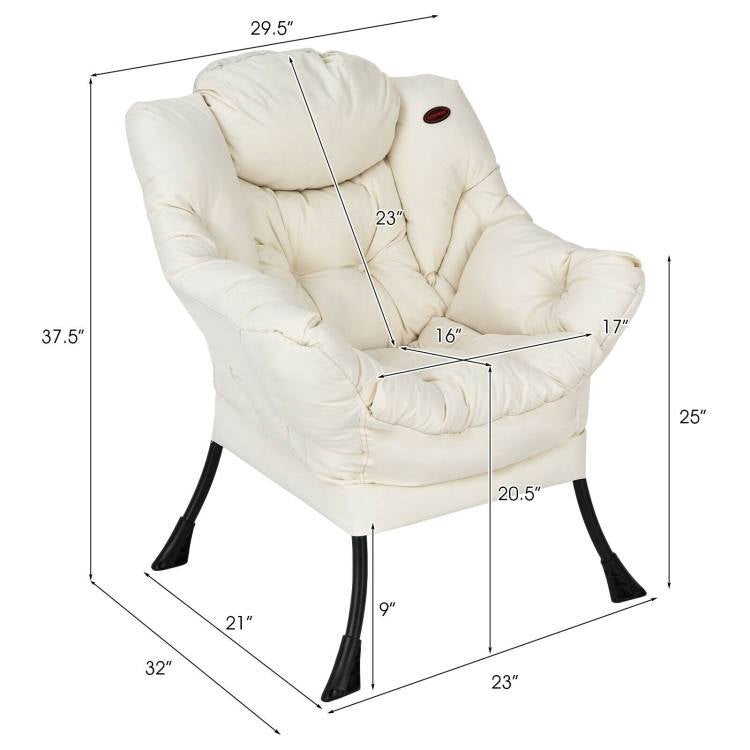 Modern Cushioned Accent Chair with Side Pocket Upholstered Fabric