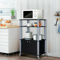 Modern 3-Shelf Kitchen Baker’s Rack Cart on Wheels in Black Wood Finish