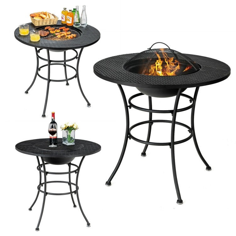 Hannah 4 in 1 Fire Pit, Grill Cooking BBQ Grate, Ice Bucket, Dining Table