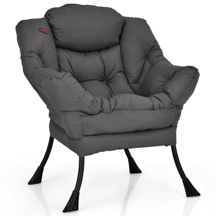 Modern Cushioned Accent Chair with Side Pocket Upholstered Fabric