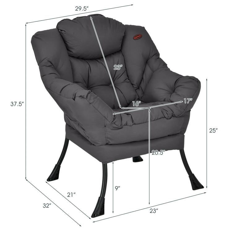 Modern Cushioned Accent Chair with Side Pocket Upholstered Fabric