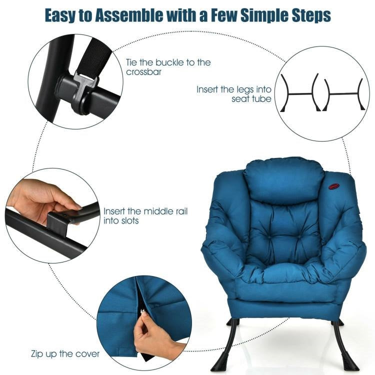 Modern Cushioned Accent Chair with Side Pocket Upholstered Fabric