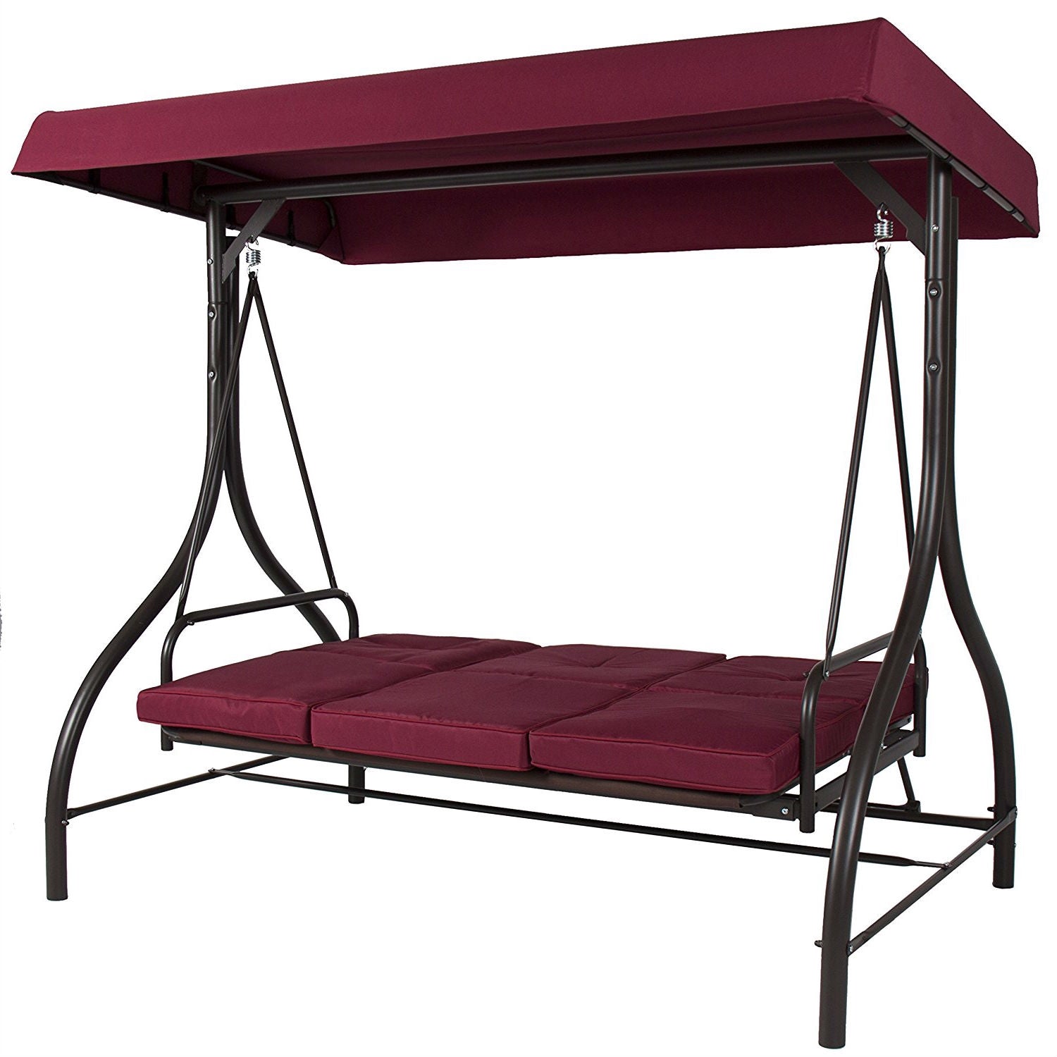 Burgundy Outdoor Patio Deck Porch Canopy Swing with Cushions *