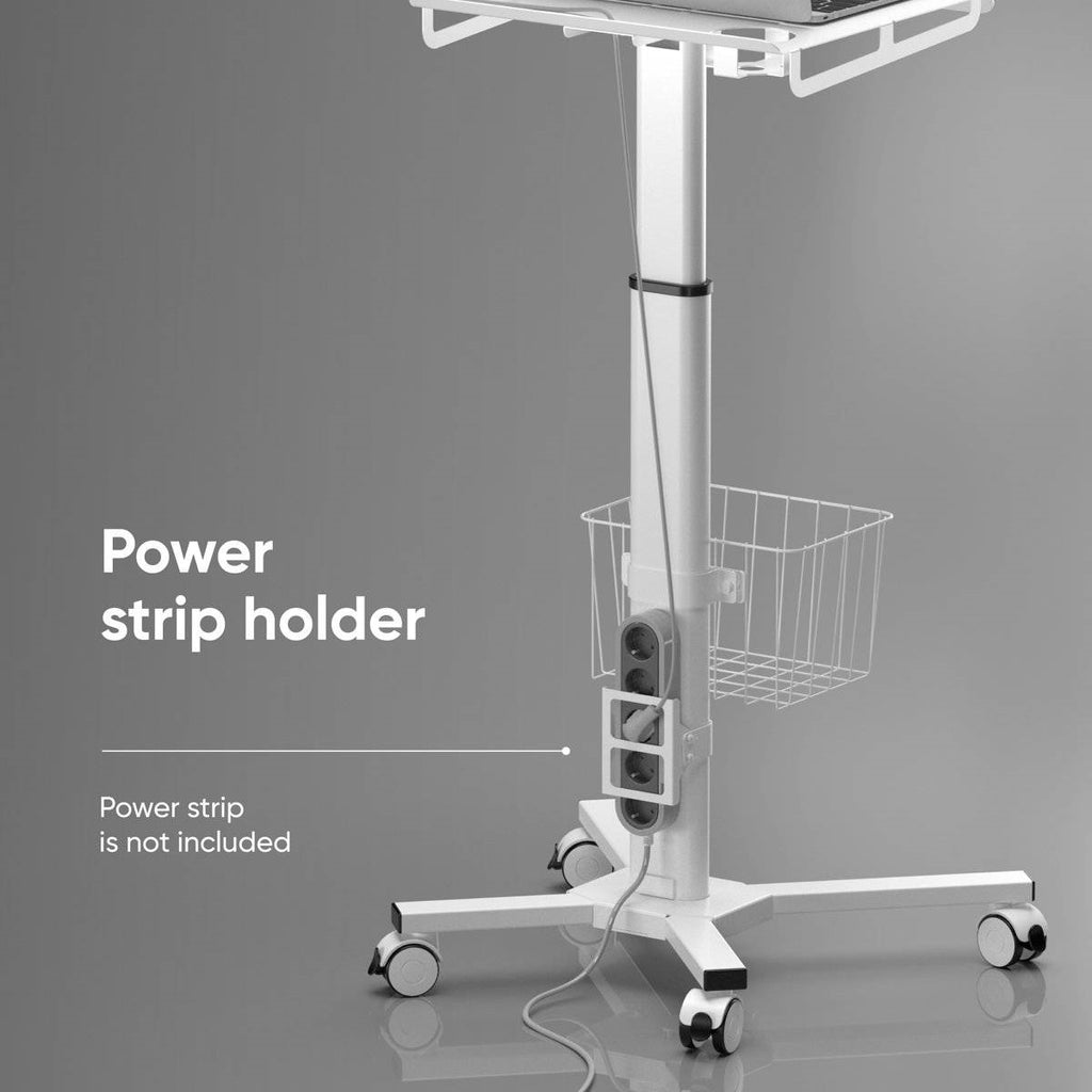 Hospital Style White Mobile Stand-Up Computer Desk Portable Workstation