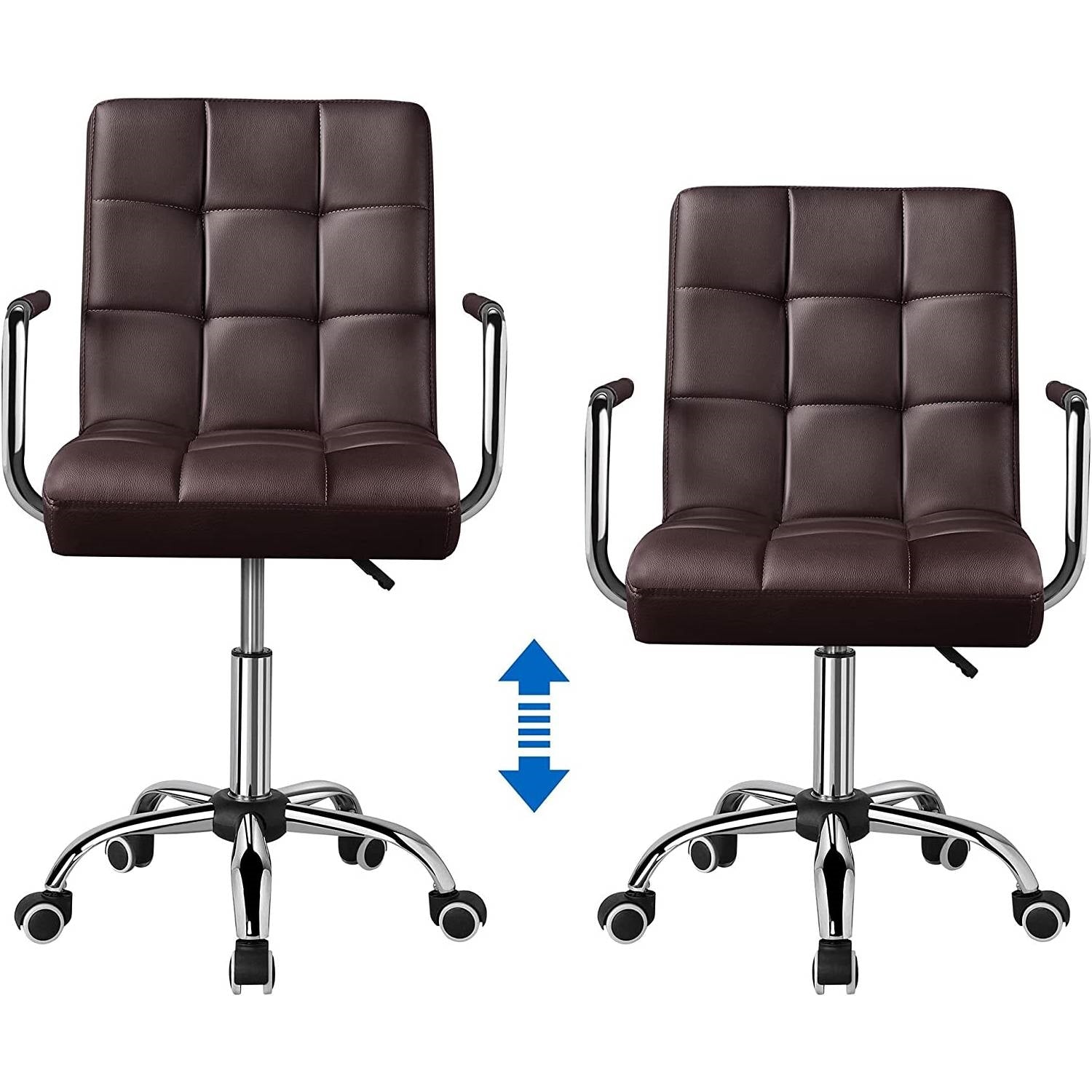 Modern Faux Leather Mid-Back Office Chair with Armrests and Wheels