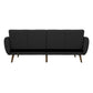 Dark Grey Linen Futon Sofa Bed with Modern Mid-Century Style Wooden Legs