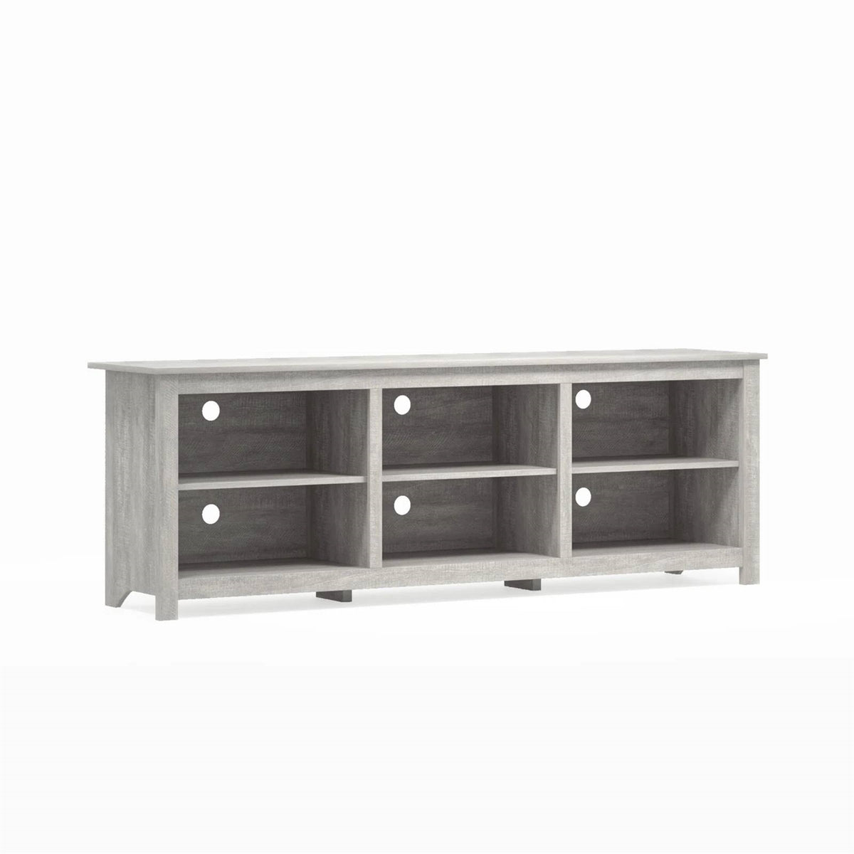Farmhouse Style TV Stand in Light Grey Oak Wood Finish - for TVs up to 70-inch