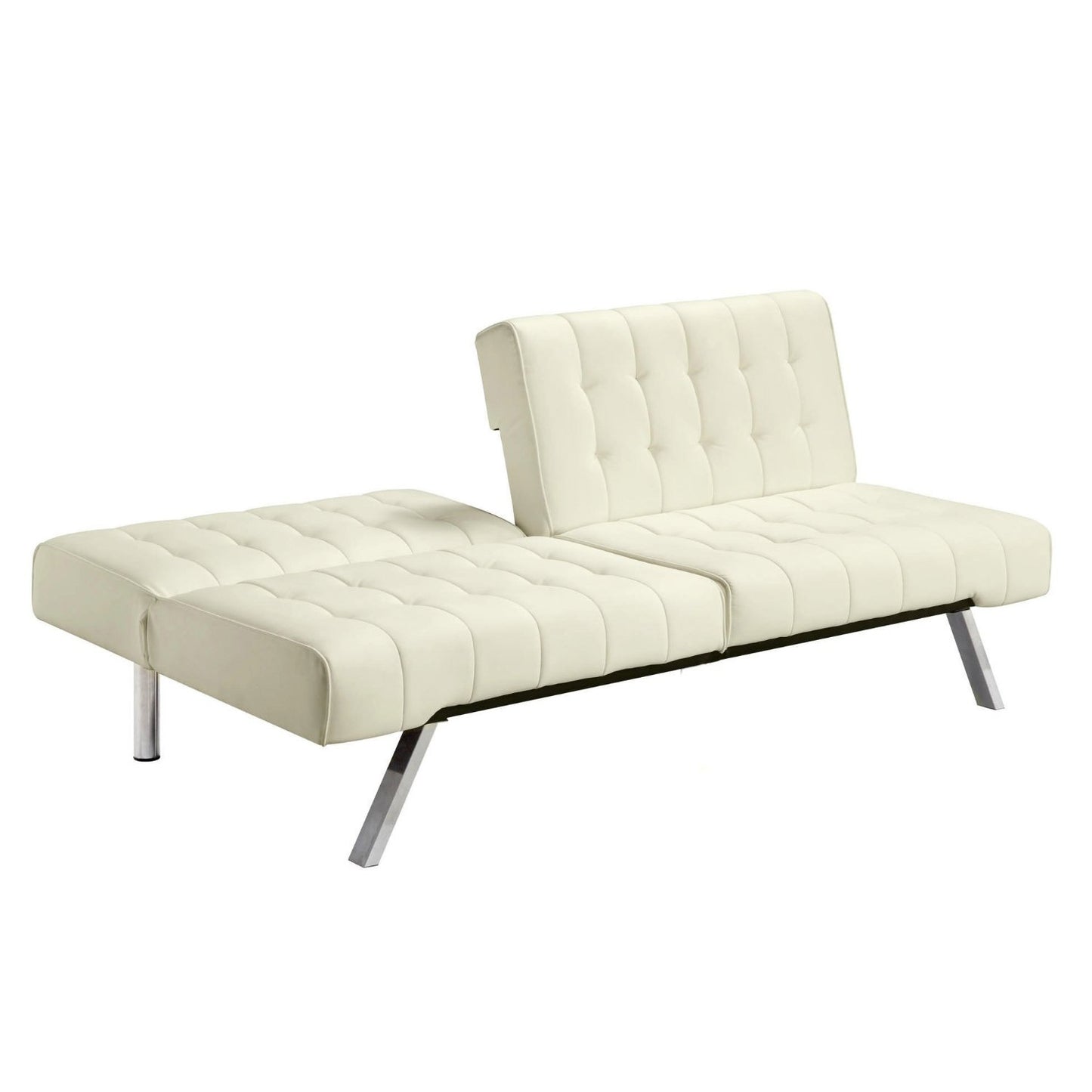 Split-back Multi-Position Futon Sofa Sleeper in Vanilla