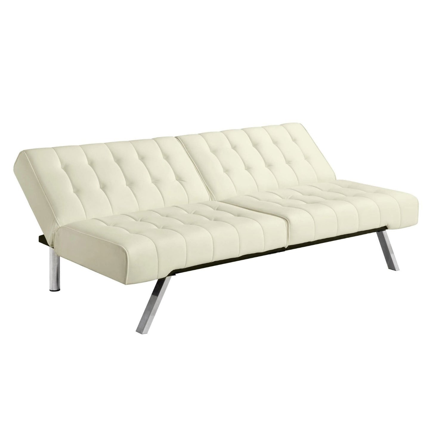 Split-back Multi-Position Futon Sofa Sleeper in Vanilla