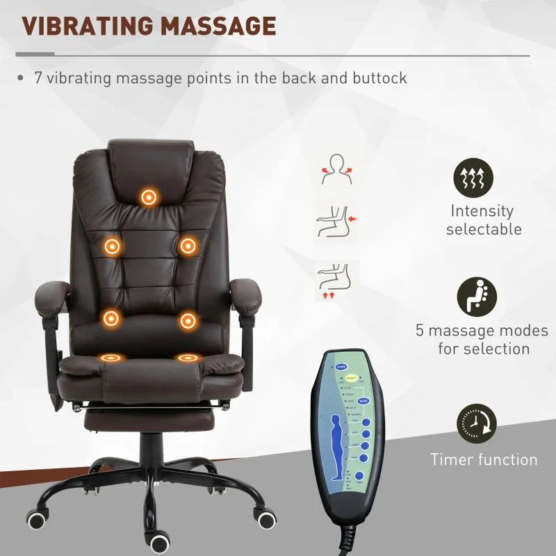 7 Mode Vibrating High Back Executive Massage Adjustable Office Chair