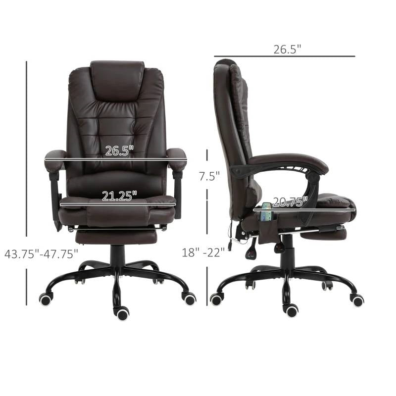 7 Mode Vibrating High Back Executive Massage Adjustable Office Chair
