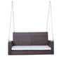 Espresso Wicker Porch Swing 7ft Hanging Chain with Cream Padded Cushion