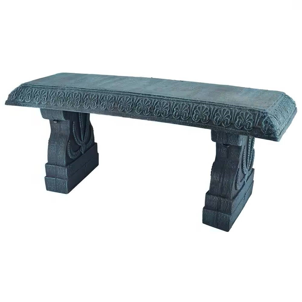Black Fiber-Clay Resin Outdoor Garden Bench in Stone Finish *