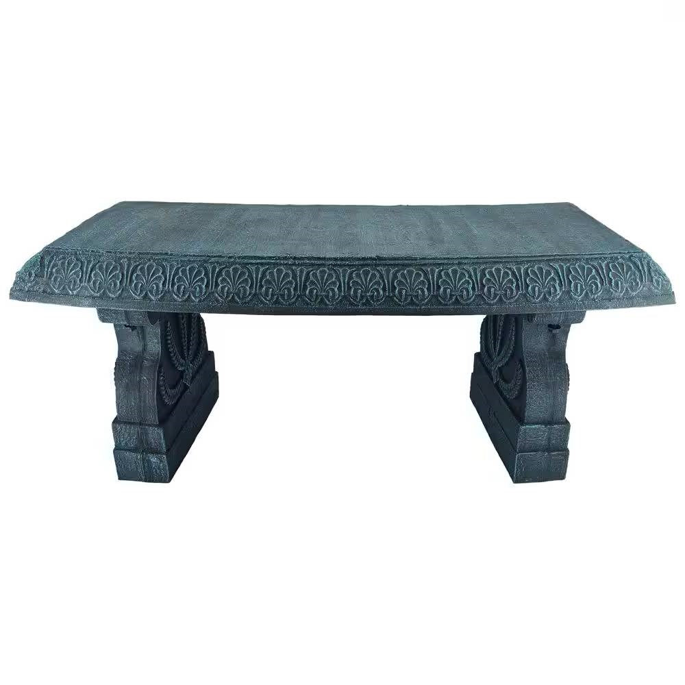 Black Fiber-Clay Resin Outdoor Garden Bench in Stone Finish *