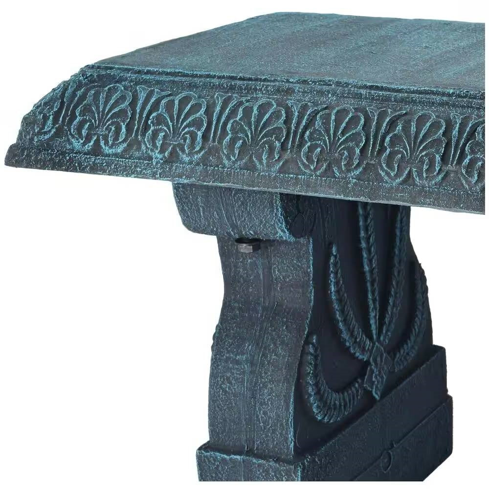 Black Fiber-Clay Resin Outdoor Garden Bench in Stone Finish *
