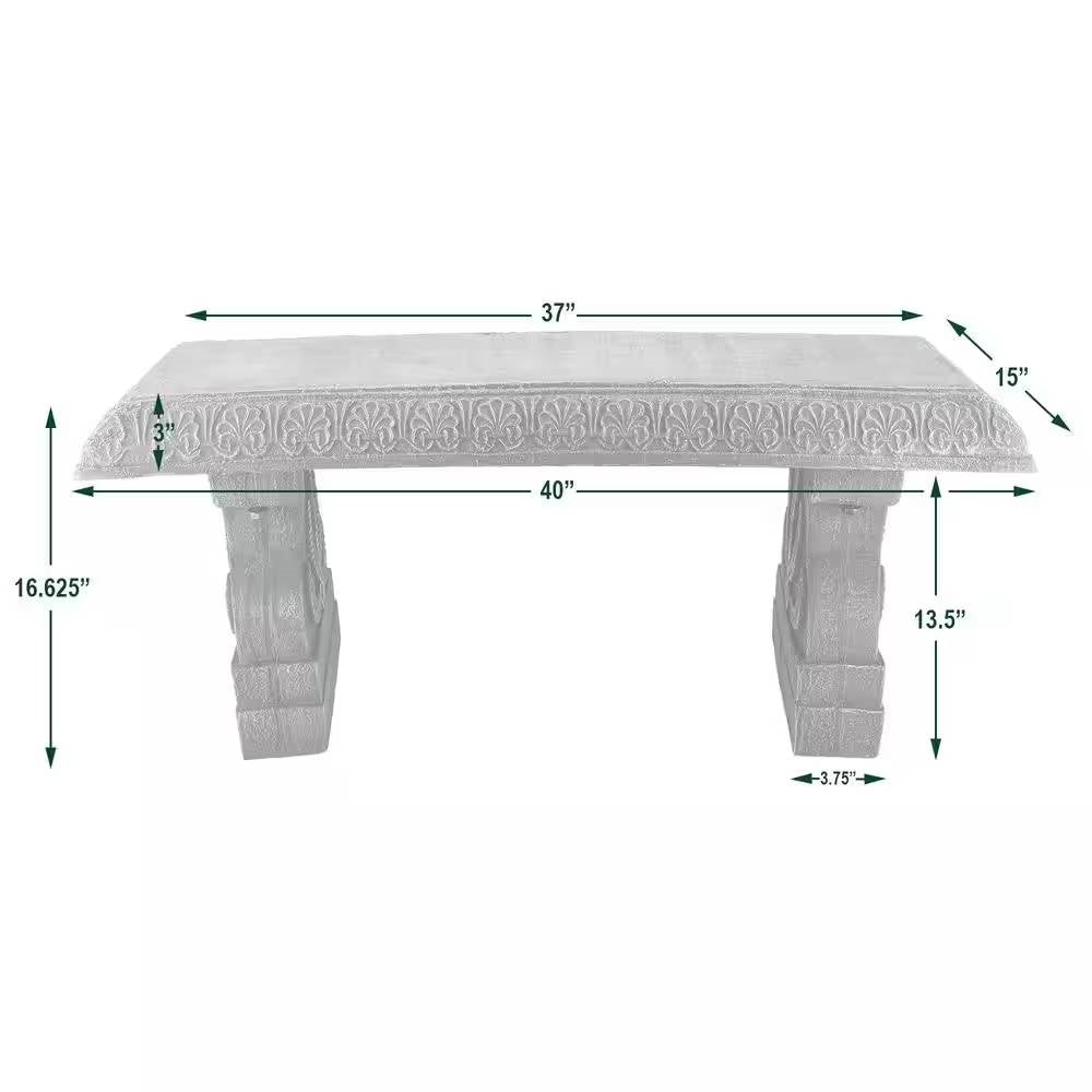 Black Fiber-Clay Resin Outdoor Garden Bench in Stone Finish *