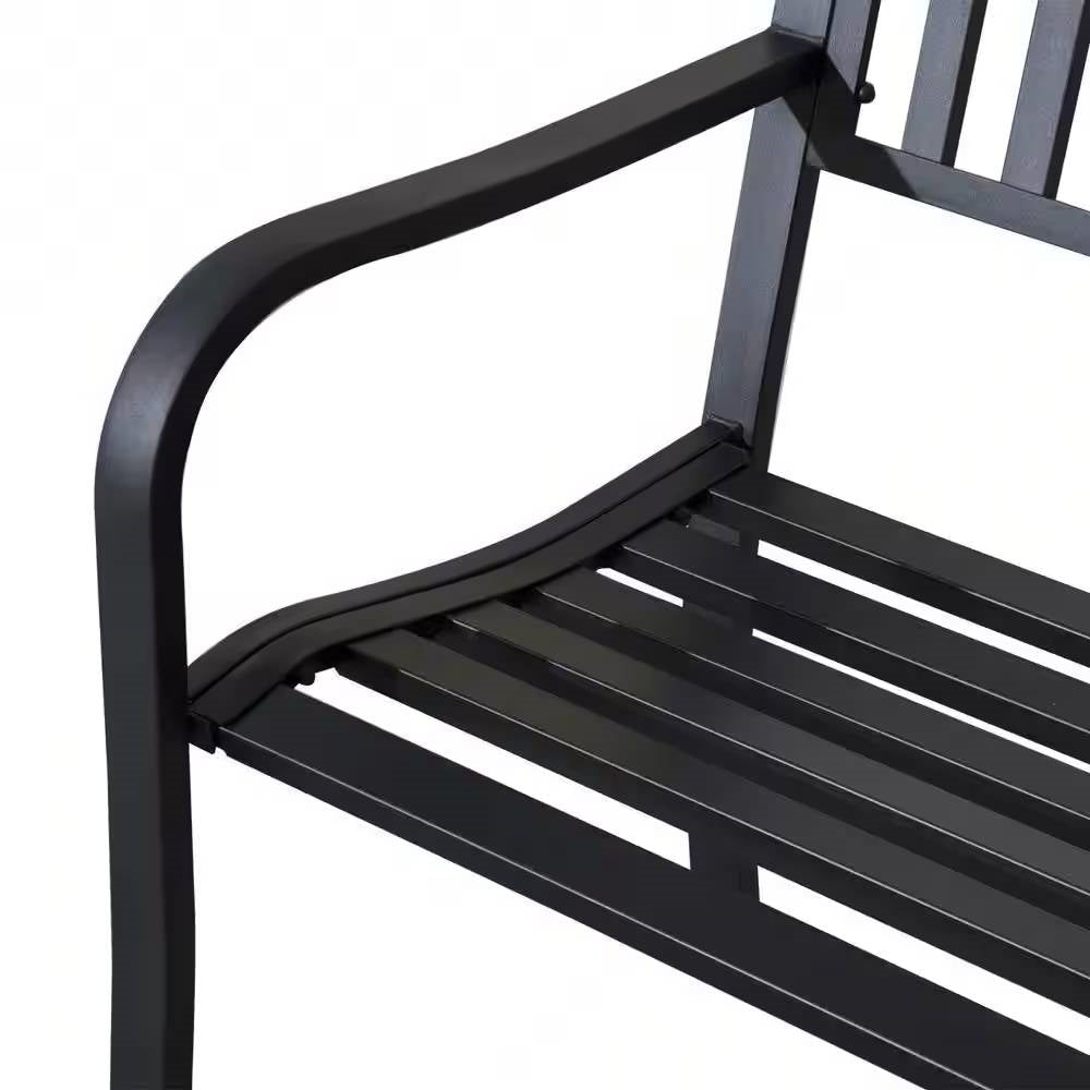 Outdoor Black Metal Garden Bench with 550 lb Max Weight Capacity