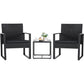 Outdoor 3-Piece Patio Furniture Set with 2 Black Patio Chairs and 1 Side Table