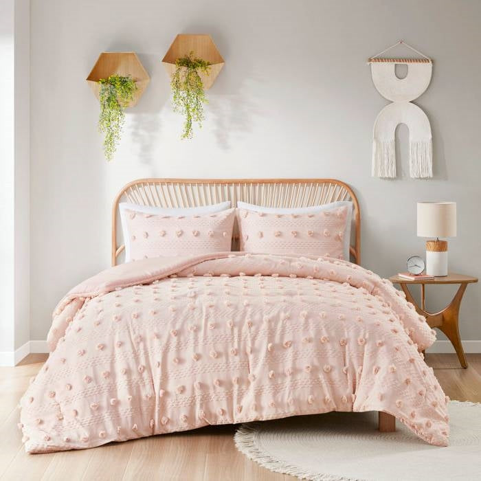 Pink or Blue Pompom Microfiber Comforter Set
