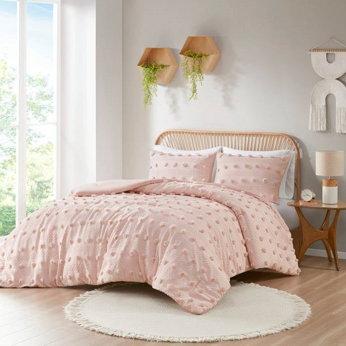 Pink or Blue Pompom Microfiber Comforter Set