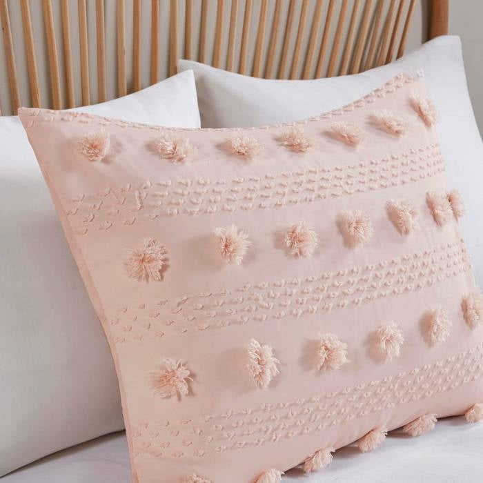 Pink or Blue Pompom Microfiber Comforter Set