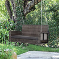Grey Tones Wicker Porch Swing 7ft Hanging Chain with Dark Grey Padded Cushion *