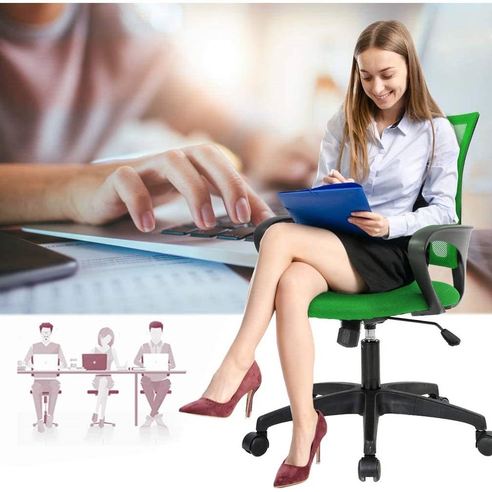 Modern Mid-Back Office Desk Chair Ergonomic Mesh with Armrest on Wheels