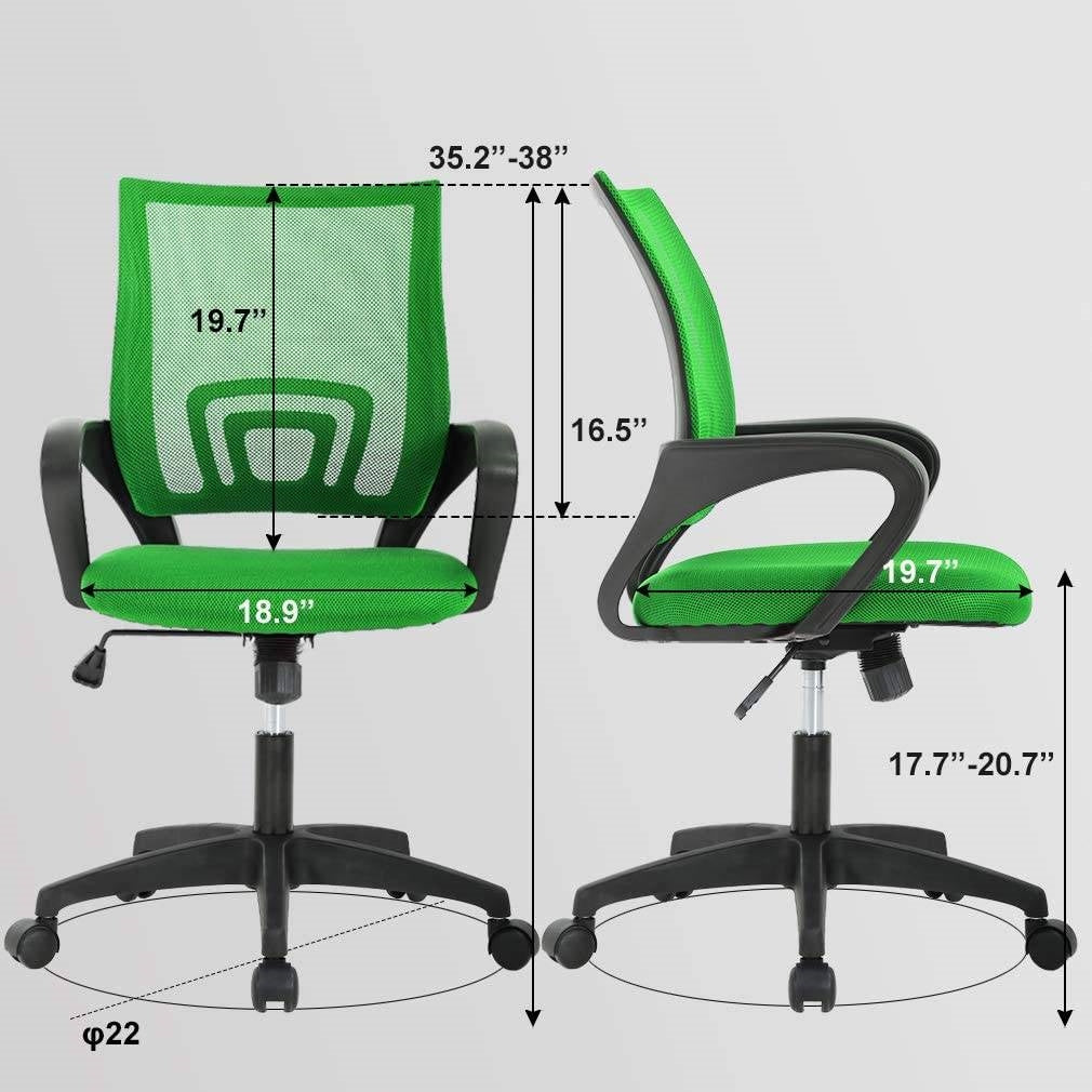 Modern Mid-Back Office Desk Chair Ergonomic Mesh with Armrest on Wheels