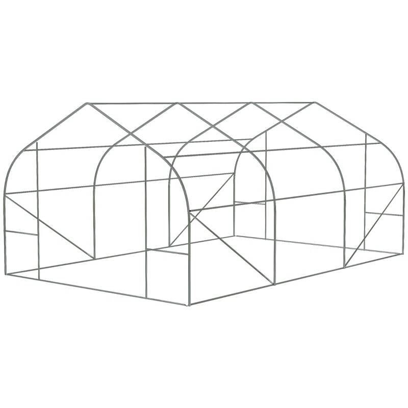 11.5 ft x 9.8 ft. Greenhouse with Green PE Cover and Heavy Duty Steel Frame